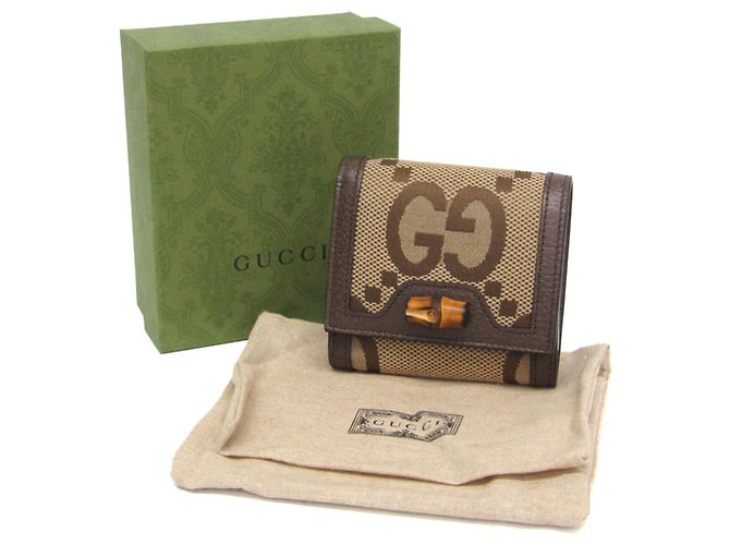 Billetera bi-fold Gucci Bamboo Diana Jumbo GG 658635 Castaño Beige - vista 2