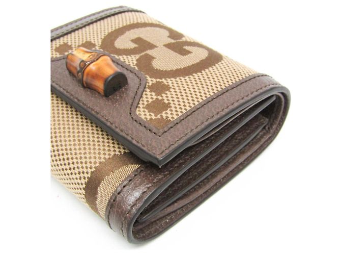 Billetera bi-fold Gucci Bamboo Diana Jumbo GG 658635 Castaño Beige - vista 6
