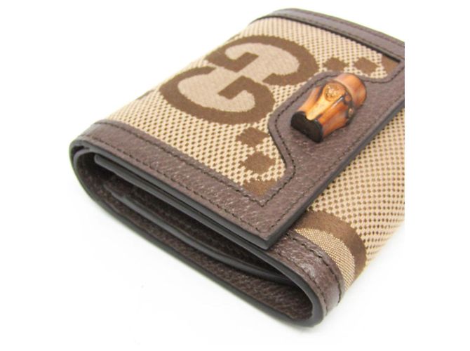 Billetera bi-fold Gucci Bamboo Diana Jumbo GG 658635 Castaño Beige - vista 7