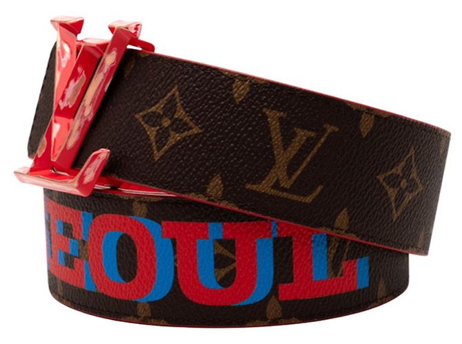 Cintura Initial Monogram Pyramid Louis Vuitton x Virgil Abloh Marrone Rosso - vista 2