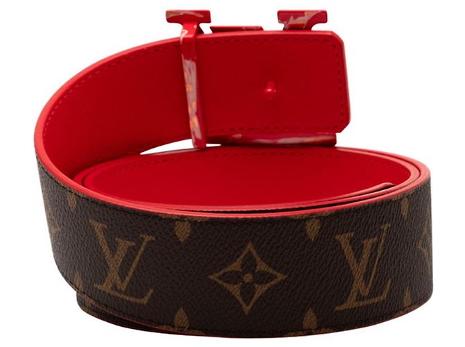 Cintura Initial Monogram Pyramid Louis Vuitton x Virgil Abloh Marrone Rosso - vista 3