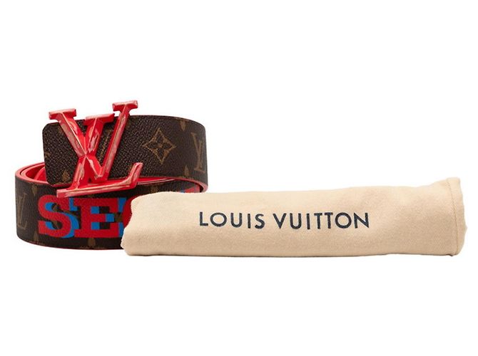 Cintura Initial Monogram Pyramid Louis Vuitton x Virgil Abloh Marrone Rosso - vista 6