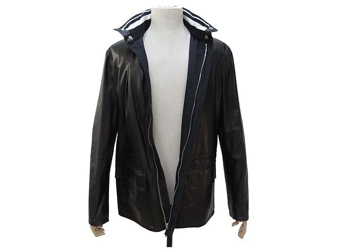 Hermès HERMES WENDENDE SCHWARZE LAMMFELLJACKE & SCHWARZER STOFF GRÖSSE 50 M - Ansicht 11