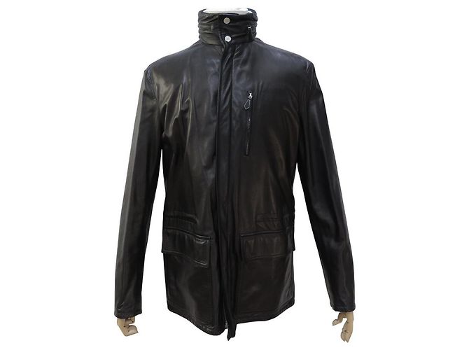 Hermès HERMES WENDENDE SCHWARZE LAMMFELLJACKE & SCHWARZER STOFF GRÖSSE 50 M - Ansicht 2