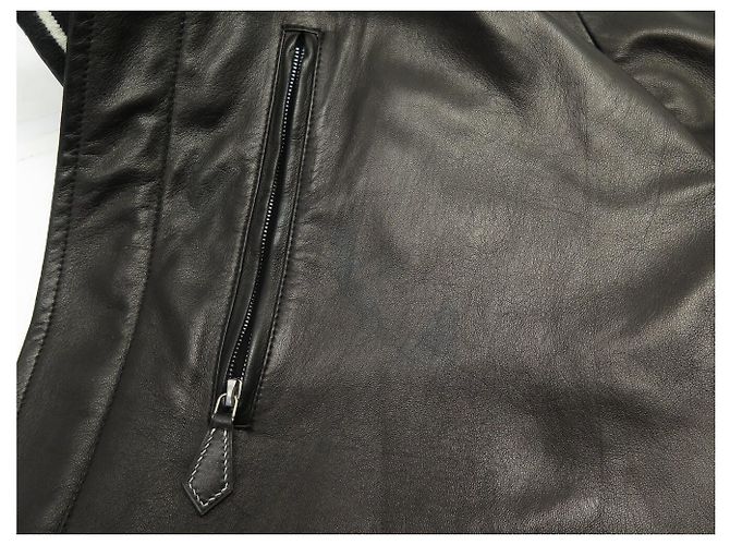 Hermès HERMES WENDENDE SCHWARZE LAMMFELLJACKE & SCHWARZER STOFF GRÖSSE 50 M - Ansicht 22
