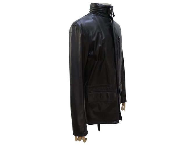 Hermès HERMES WENDENDE SCHWARZE LAMMFELLJACKE & SCHWARZER STOFF GRÖSSE 50 M - Ansicht 4