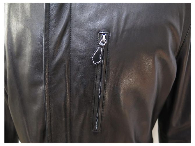 Hermès HERMES WENDENDE SCHWARZE LAMMFELLJACKE & SCHWARZER STOFF GRÖSSE 50 M - Ansicht 6