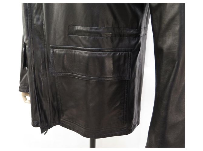 Hermès HERMES WENDENDE SCHWARZE LAMMFELLJACKE & SCHWARZER STOFF GRÖSSE 50 M - Ansicht 8