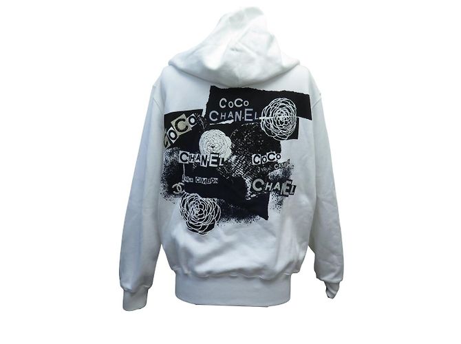 NEUER PULLI CHANEL P63299 HOODIE GRAFFITI COCO CAMBON M 50 Weiß - Ansicht 3