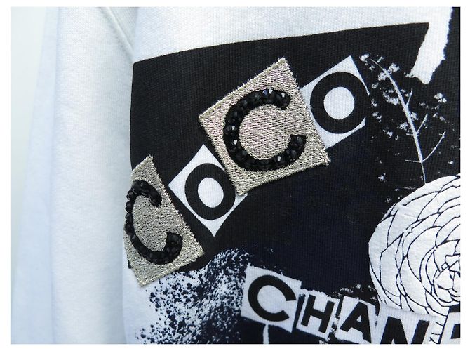NEUER PULLI CHANEL P63299 HOODIE GRAFFITI COCO CAMBON M 50 Weiß - Ansicht 4