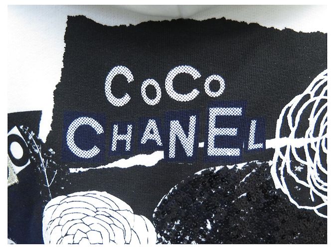 NEUER PULLI CHANEL P63299 HOODIE GRAFFITI COCO CAMBON M 50 Weiß - Ansicht 5
