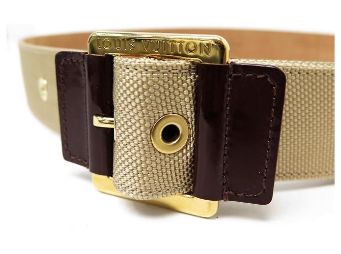 NEUER LOUIS VUITTON T80 AMARANTE CANVAS & LACKLEDER GÜRTEL - Ansicht 5