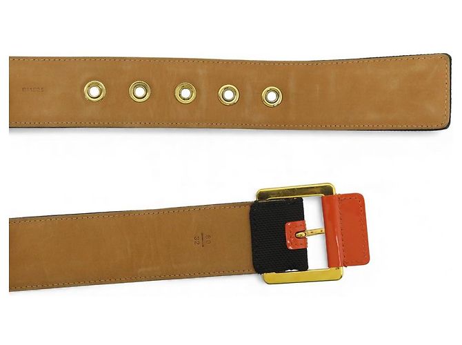 NEUER LOUIS VUITTON SCHWARZER CANVAS- & ZIEGELLEDERGÜRTEL T80 - Ansicht 10