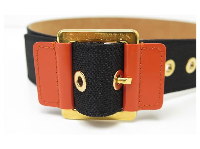 NEUER LOUIS VUITTON SCHWARZER CANVAS- & ZIEGELLEDERGÜRTEL T80 - Ansicht 5