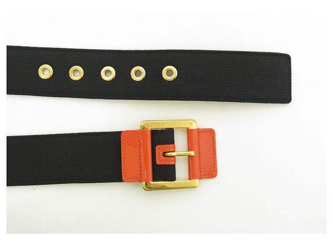 NEUER LOUIS VUITTON SCHWARZER CANVAS- & ZIEGELLEDERGÜRTEL T80 - Ansicht 9
