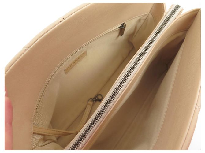 CHANEL CROWN TOTE QUILTED LEATHER BEIGE SHOPPING HAND BAG - view 13