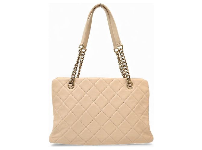 CHANEL CROWN TOTE QUILTED LEATHER BEIGE SHOPPING HAND BAG - view 2