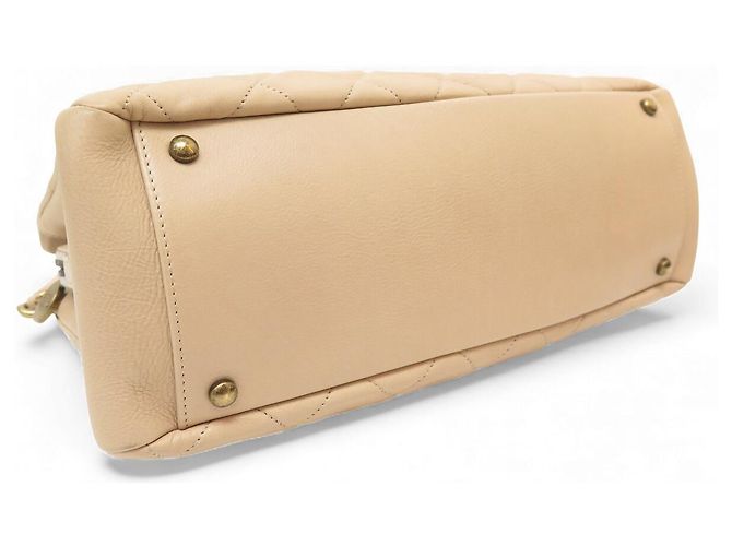 CHANEL CROWN TOTE QUILTED LEATHER BEIGE SHOPPING HAND BAG - view 5