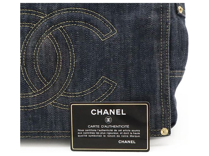 Borsa a Spalla Chanel Denim Coco Mark Indigo Blu - vista 9