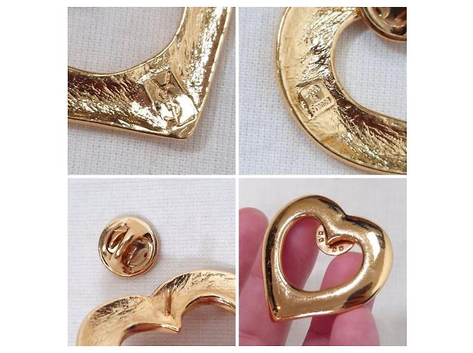 Yves Saint Laurent spilla a forma di cuore 1990s D'oro - vista 10