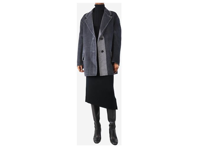 Prada Abrigo de lana y angora en dos tonos grises - talla UK 4 - vista 3