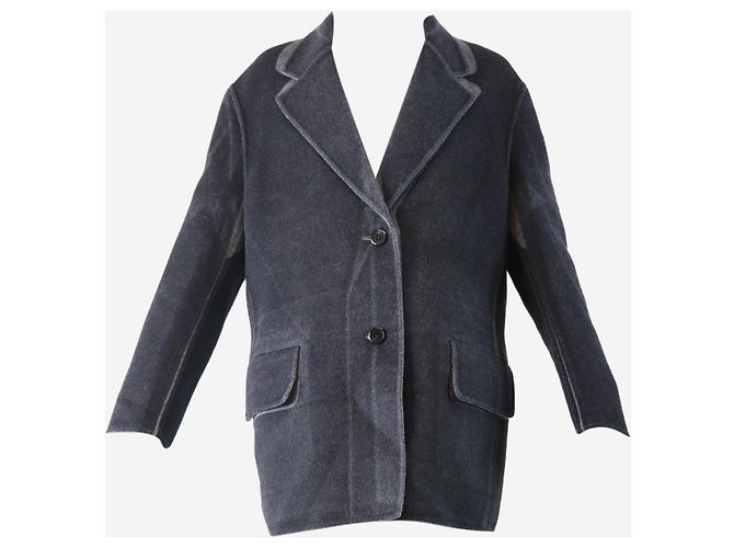 Prada Abrigo de lana y angora en dos tonos grises - talla UK 4 - vista 5