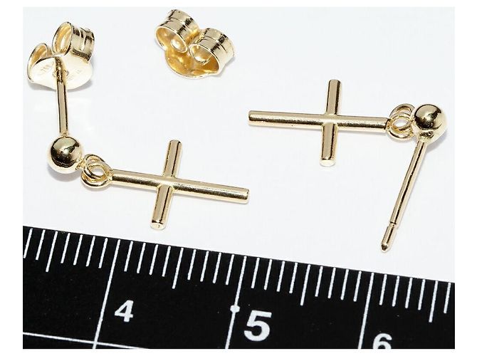 Autre Marque Orecchini Cross in Au750 D'oro - vista 3