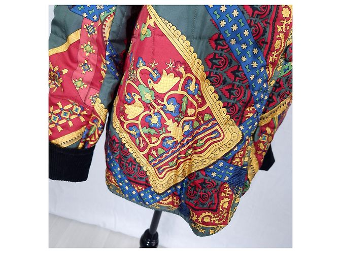 Giacca Hermès double face in seta e velluto fantasia Brins d'or Multicolore - vista 15