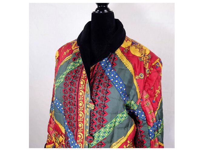 Giacca Hermès double face in seta e velluto fantasia Brins d'or Multicolore - vista 6