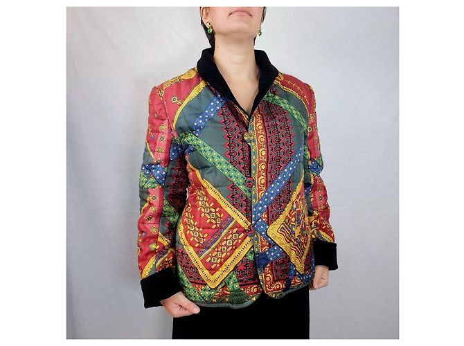 Giacca Hermès double face in seta e velluto fantasia Brins d'or Multicolore - vista 7
