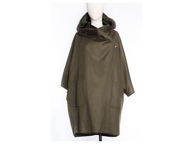 Abrigo reversible oversize Max Mara de cachemira y nylon Khaki Caqui - vista 2