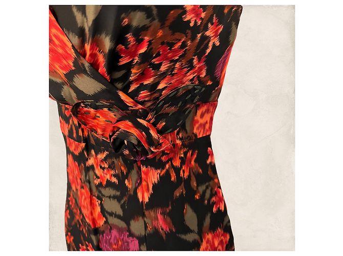 Vestido Lk Bennett de seda con estampado floral negro naranja - vista 2