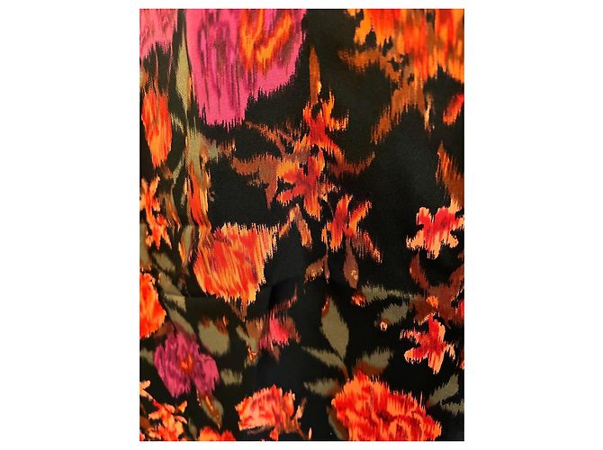 Vestido Lk Bennett de seda con estampado floral negro naranja - vista 4