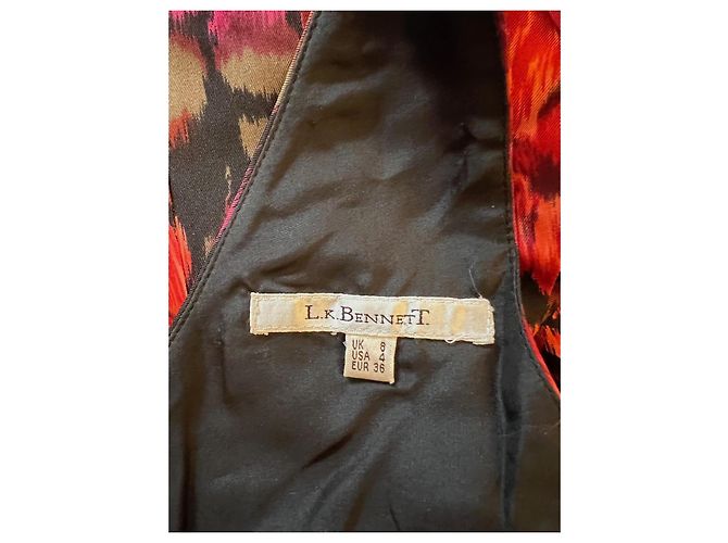 Vestido Lk Bennett de seda con estampado floral negro naranja - vista 5