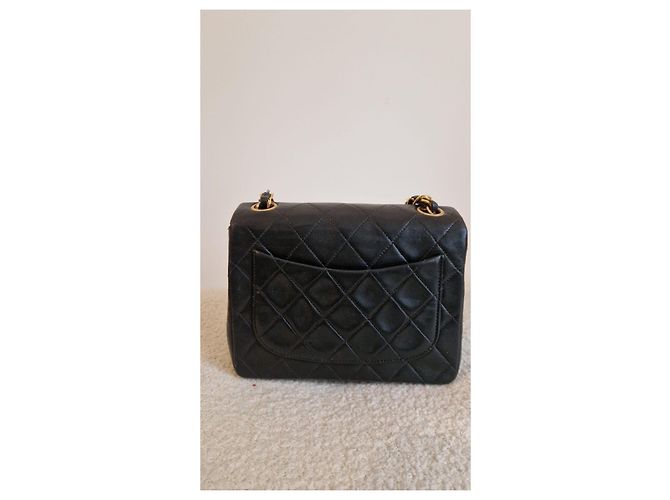 Chanel Mini Square borsa in agnello nero - vista 13