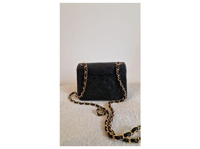 Chanel Mini Square borsa in agnello nero - vista 15