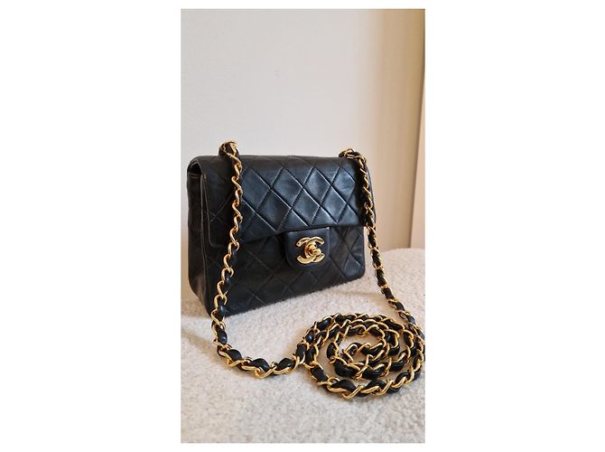 Chanel Mini Square borsa in agnello nero - vista 2