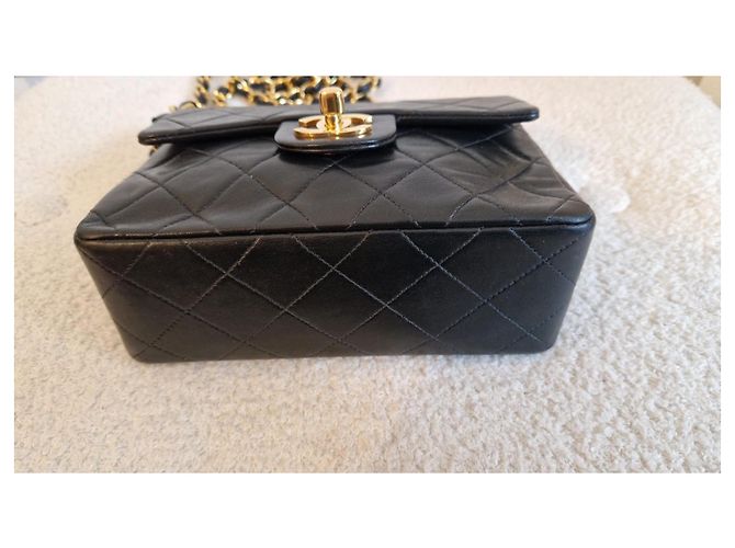 Chanel Mini Square borsa in agnello nero - vista 5