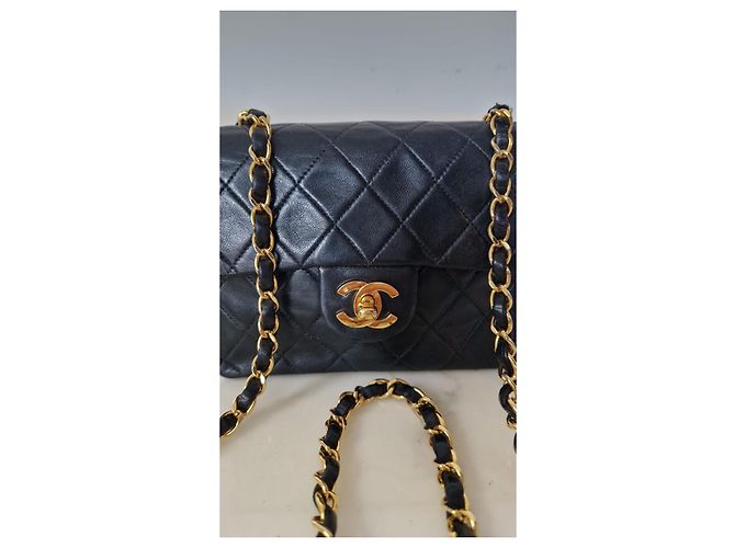 Chanel Mini Square borsa in agnello nero - vista 9