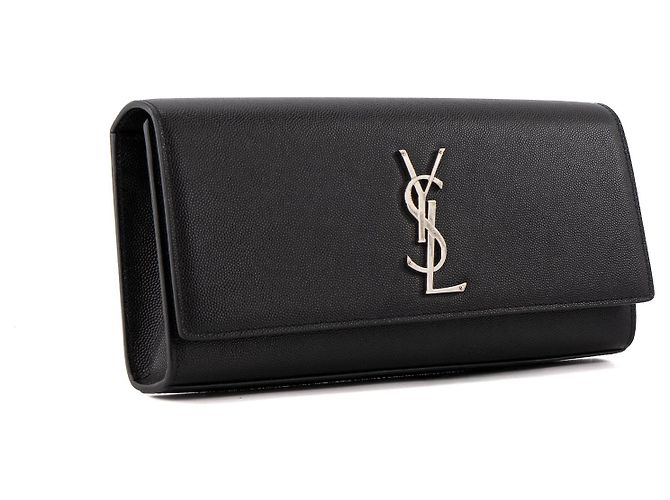 SAINT LAURENT - Pochette Kate in Pelle Nera Grana Nero - vista 2