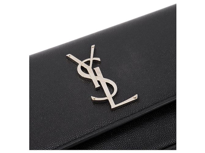 SAINT LAURENT - Pochette Kate in Pelle Nera Grana Nero - vista 4
