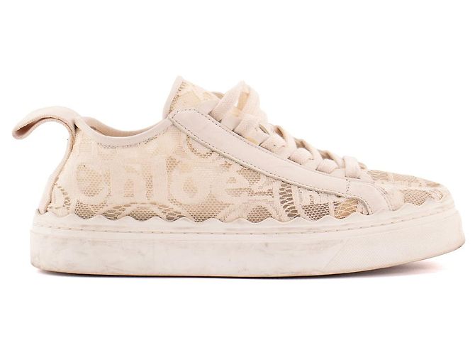 CHLOÉ - Sneakers Lauren Chloé in pizzo beige (T37) - vista 2