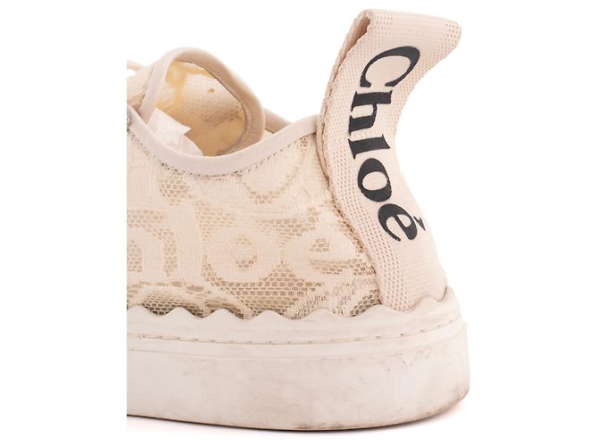 CHLOÉ - Sneakers Lauren Chloé in pizzo beige (T37) - vista 4