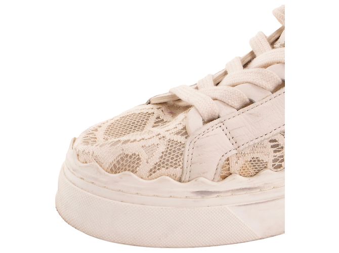 CHLOÉ - Sneakers Lauren Chloé in pizzo beige (T37) - vista 5