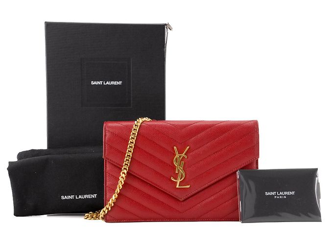 SAINT LAURENT - Borsa a Spalla Cassandre in Pelle Granata Rossa Rosso - vista 11