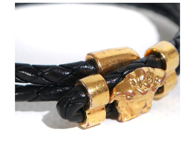 VERSACE - Bracciale Medusa in Pelle Nera Nero - vista 2