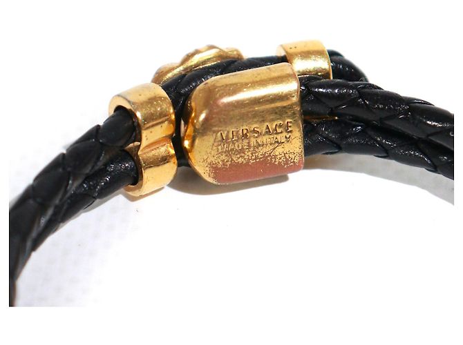VERSACE - Bracciale Medusa in Pelle Nera Nero - vista 3