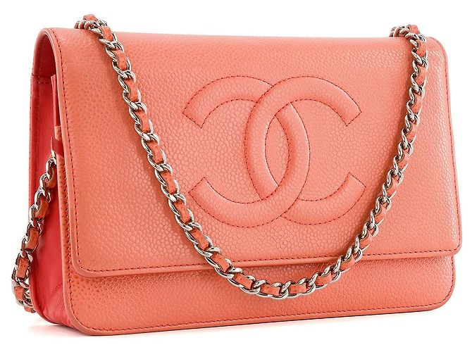 CHANEL - Borsa a Spalla Wallet on Chain Coco Mark Chanel in Pelle Caviar Corallo Rosa - vista 2