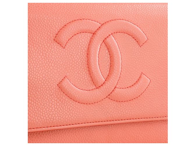 CHANEL - Borsa a Spalla Wallet on Chain Coco Mark Chanel in Pelle Caviar Corallo Rosa - vista 5