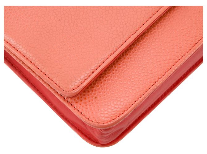 CHANEL - Borsa a Spalla Wallet on Chain Coco Mark Chanel in Pelle Caviar Corallo Rosa - vista 6
